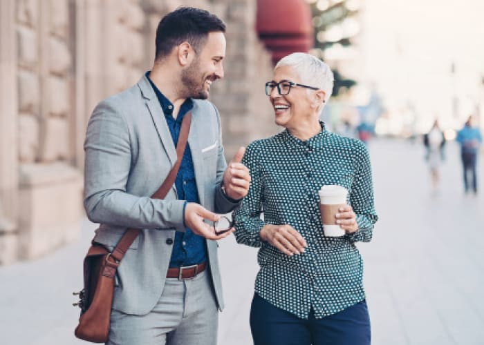 couple hugging woman is happy