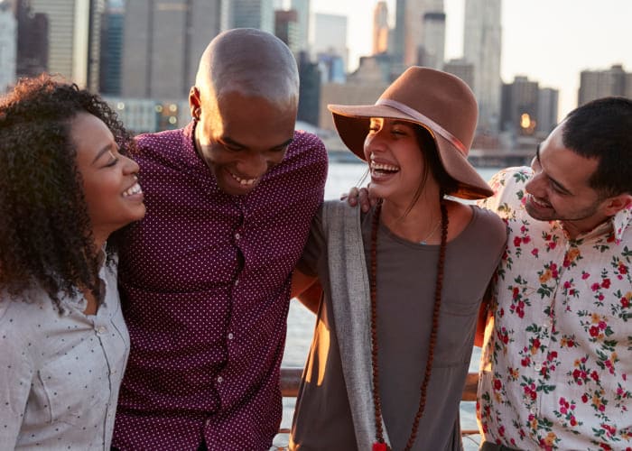 group of young friends on trip to manhattan