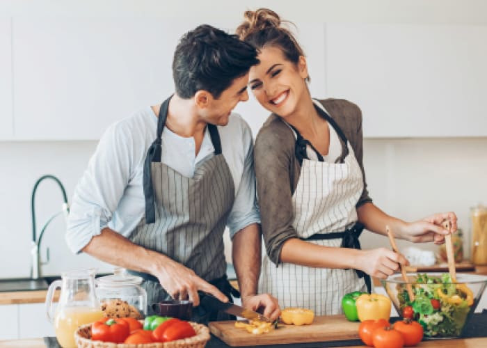 couple cooking in the kitchen