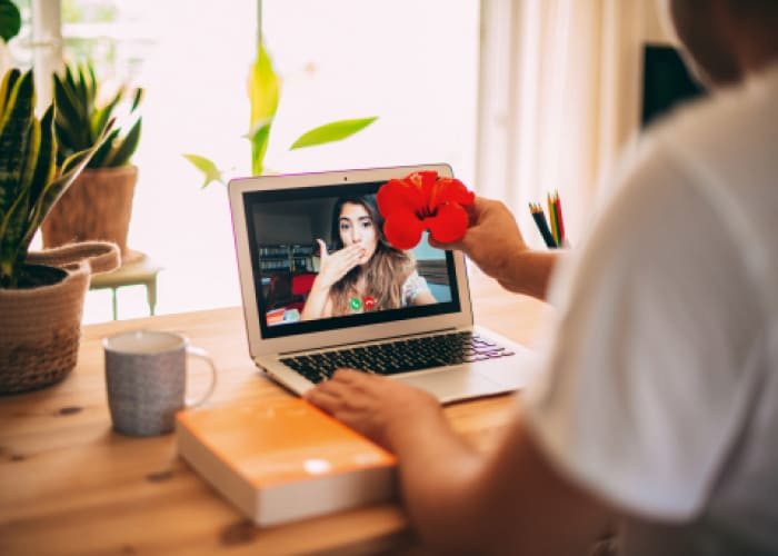 man video chatting with a lady