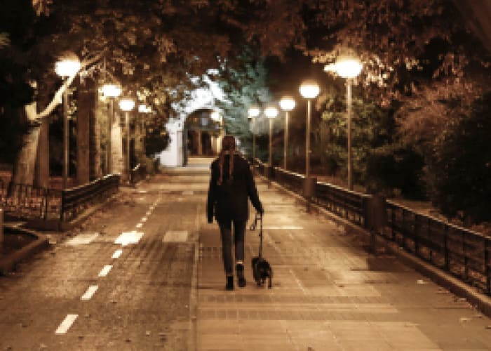 girl walking at night