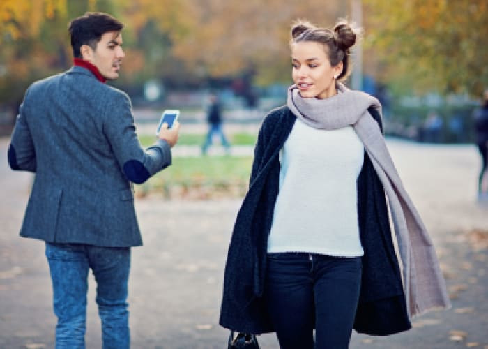 man turning around a lady