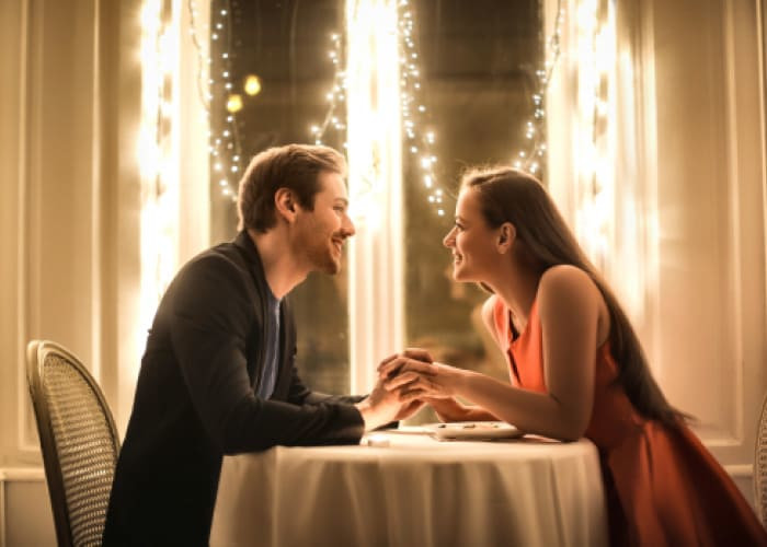 sweet couple having a romantic dinner