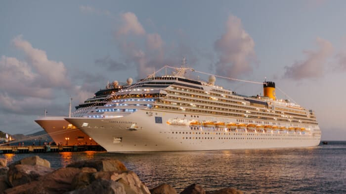 white cruise ship on sea